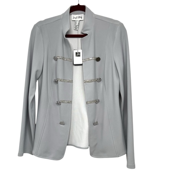 Joseph Ribkoff NWT Gray Frost Sparkle Open Front Long Sleeve Blazer Jacket 8 - Picture 8 of 14